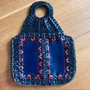 Vintage woven leather tote.